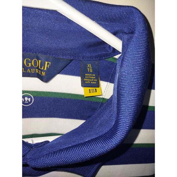 Polo Golf Ralph Lauren Shirt Mens XL Short Sleeve PGA Kiawah Blue White Striped - Picture 7 of 8